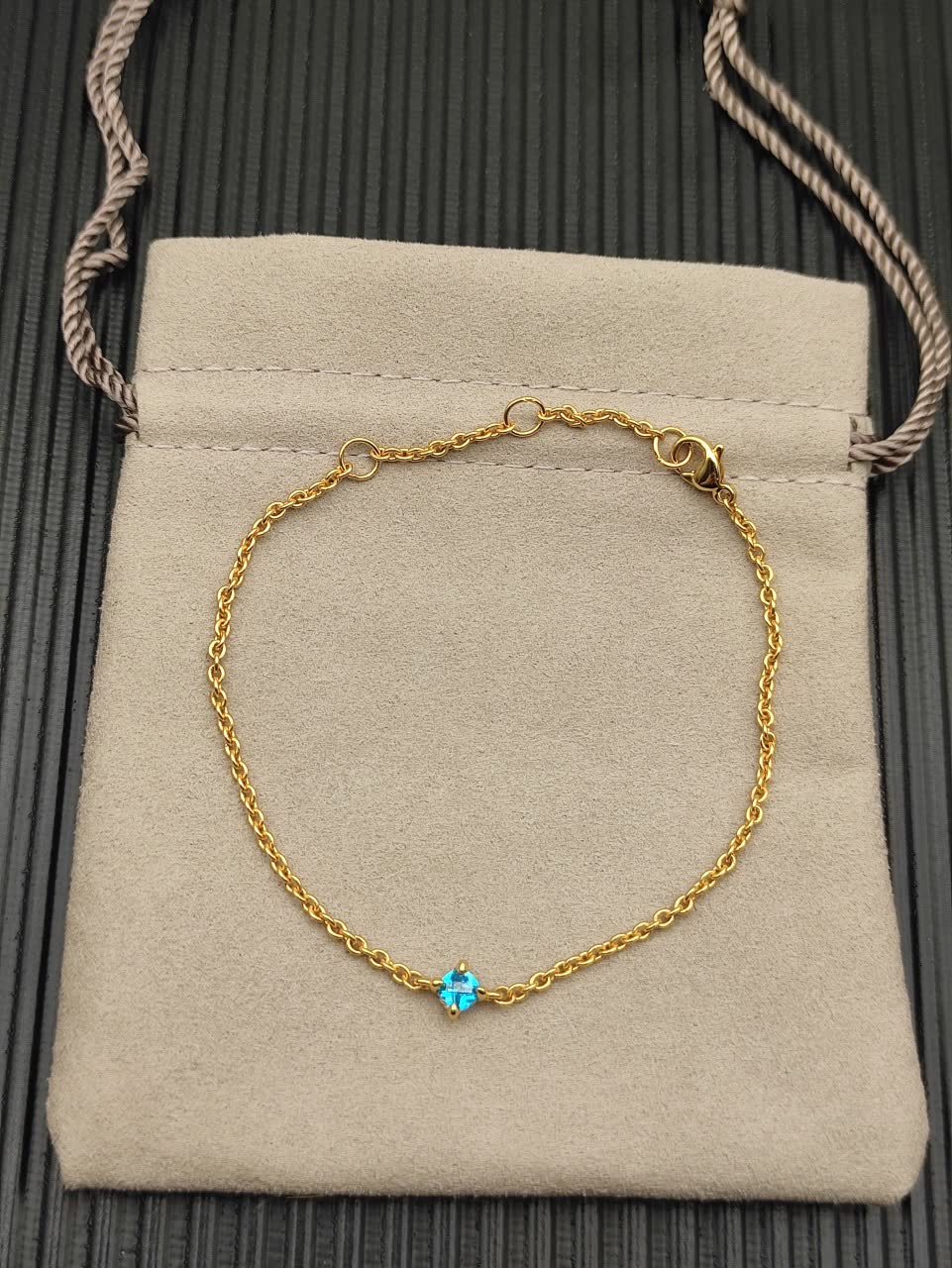 David Yurman Elegant Gold Bracelet with Blue Gemstone